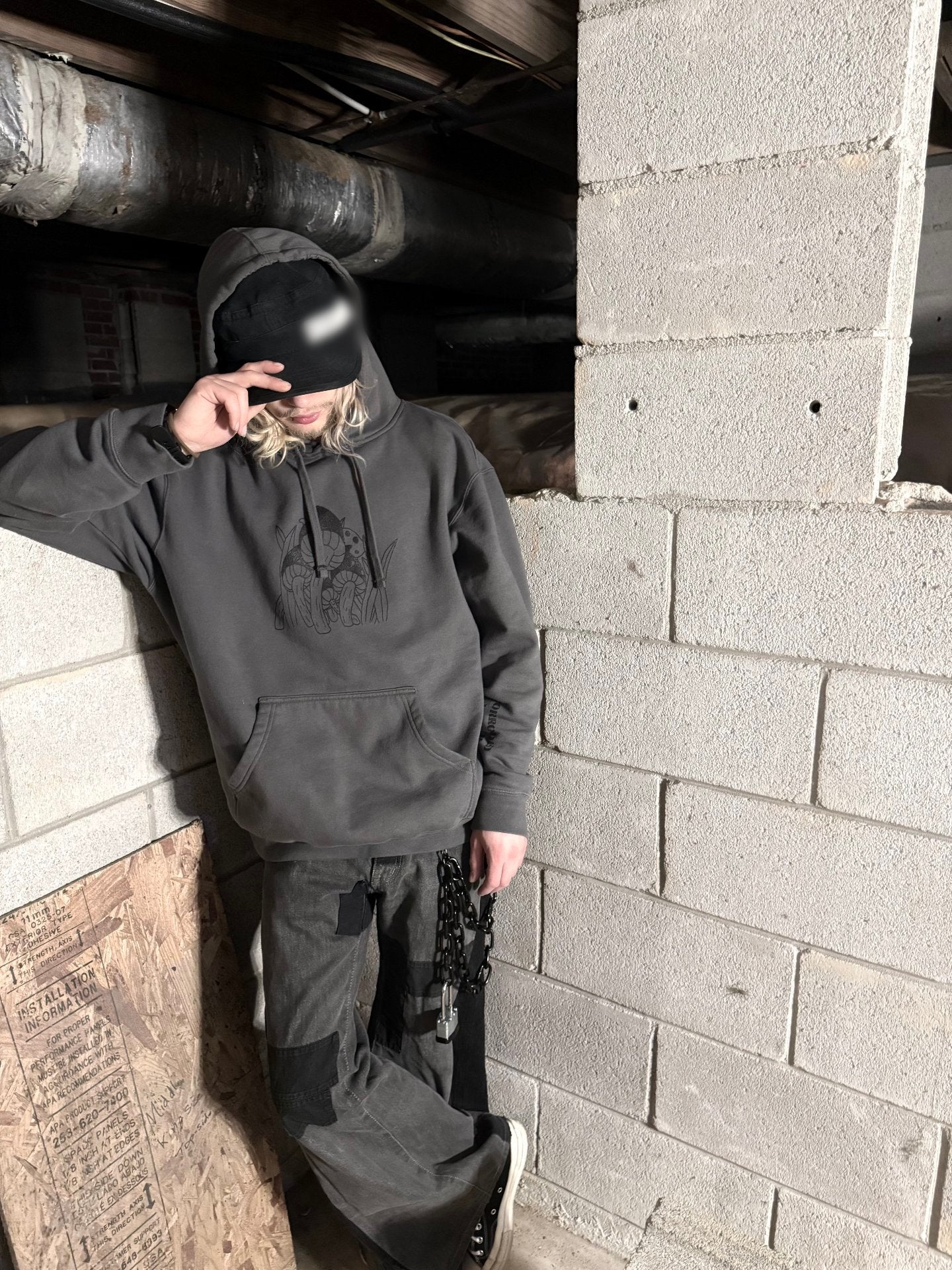 Charcoal Mushroom Buddy Hoodie
