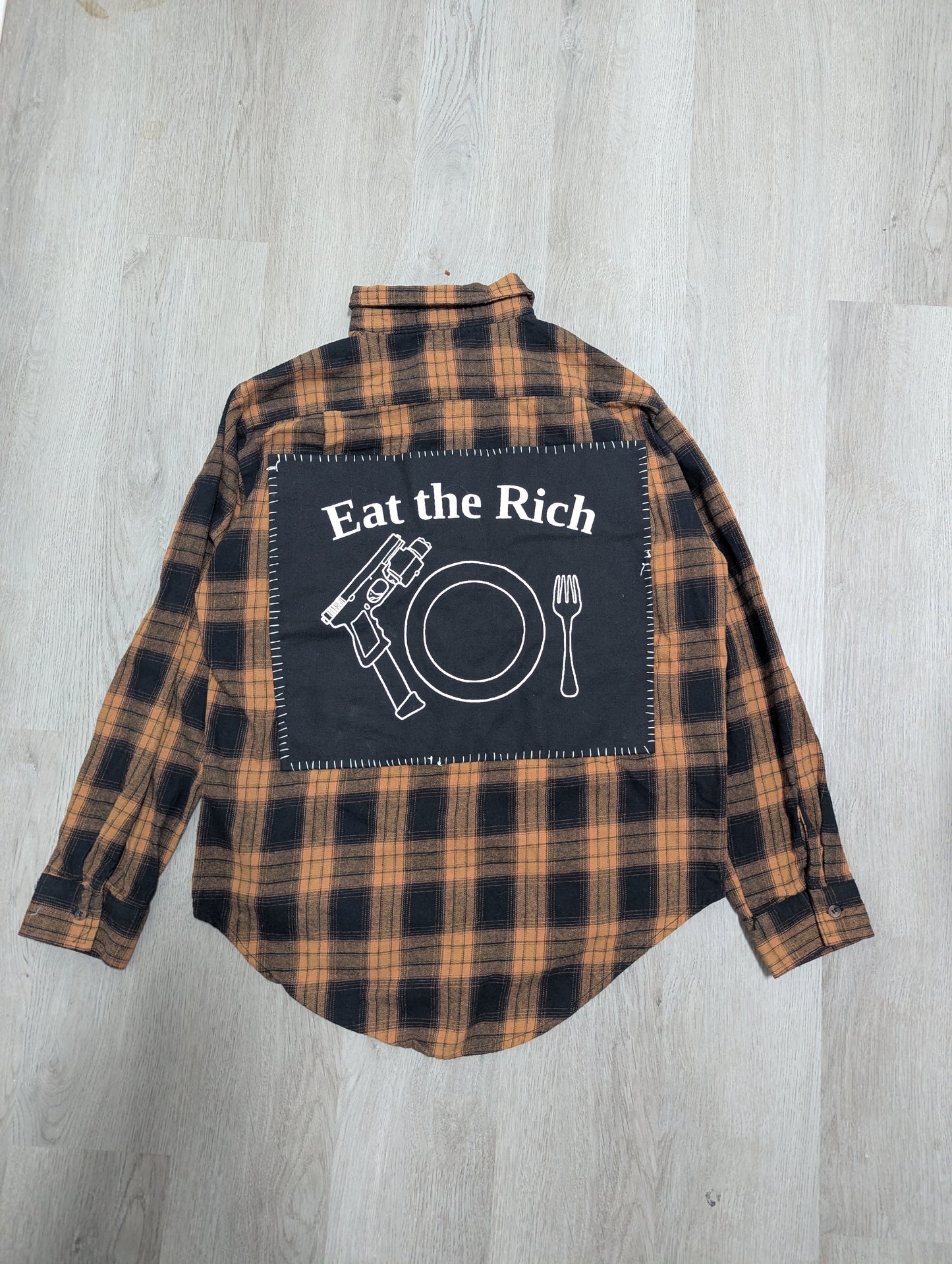 Eat the Rich Burnt Flannel